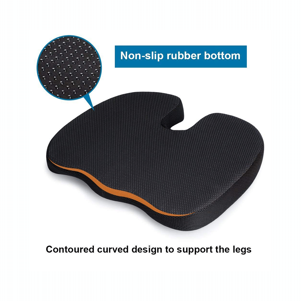 Grin Health Enhanced Non-Slip Orthopedic Memory Foam Coccyx Seat Cushion Black - Image 4