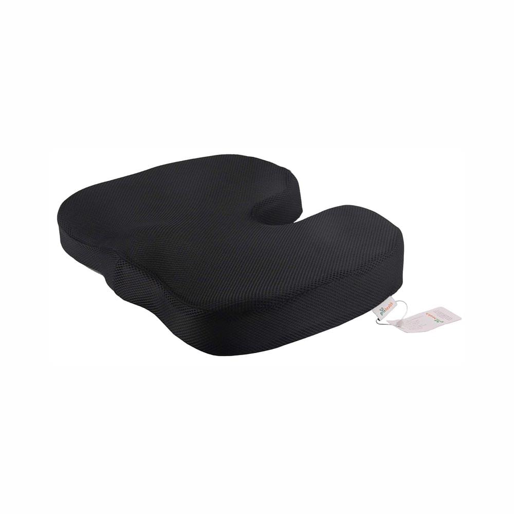 Grin Health Enhanced Non-Slip Orthopedic Memory Foam Coccyx Seat Cushion Black