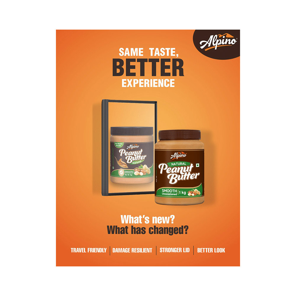 Alpino Natural Smooth Unsweetened Peanut Butter (1kg Each) - Image 4