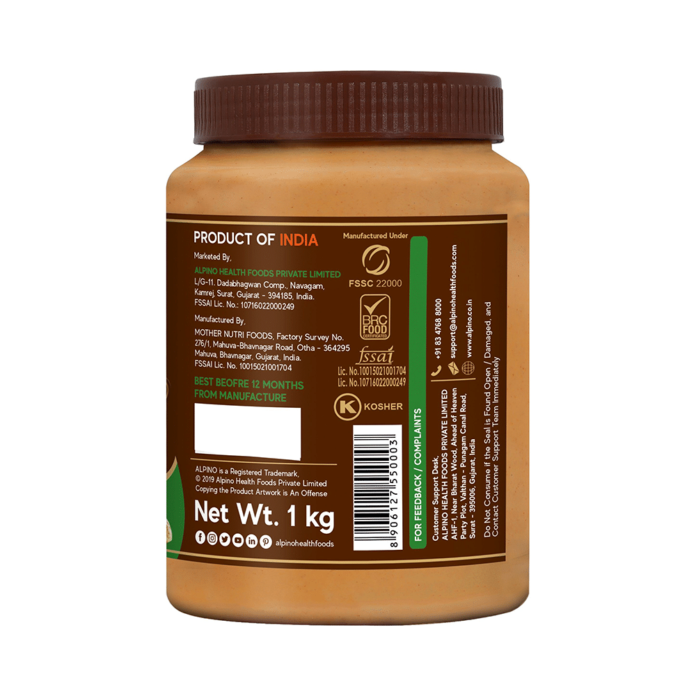 Alpino Natural Smooth Unsweetened Peanut Butter (1kg Each) - Image 3