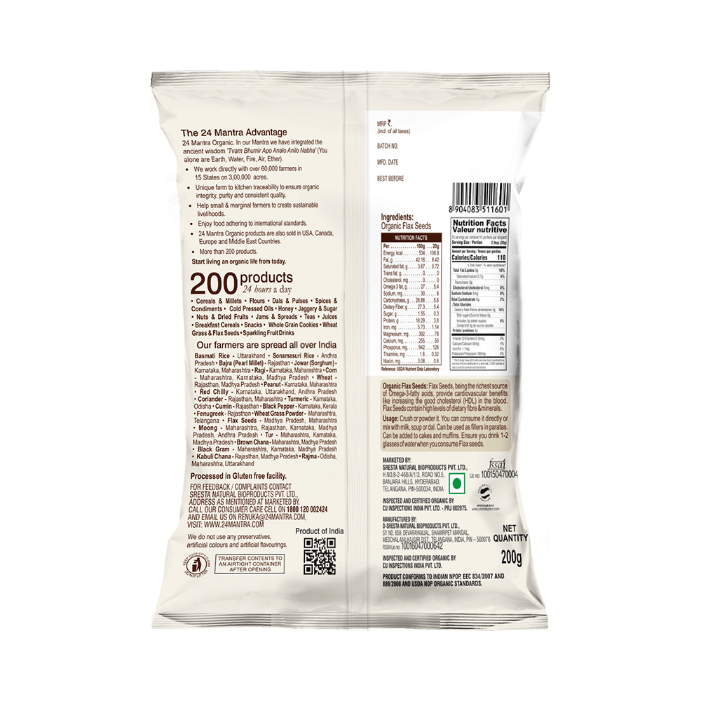 24 Mantra Organic Flax Seeds Gluten Free - Image 2