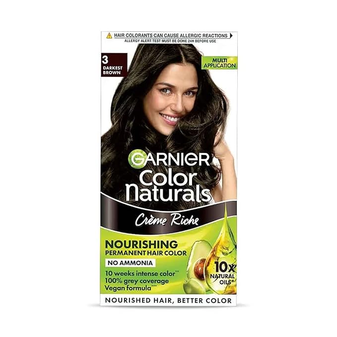 Garnier Color Naturals Creme Hair Color Darkest Brown Shade 3 - Image 1