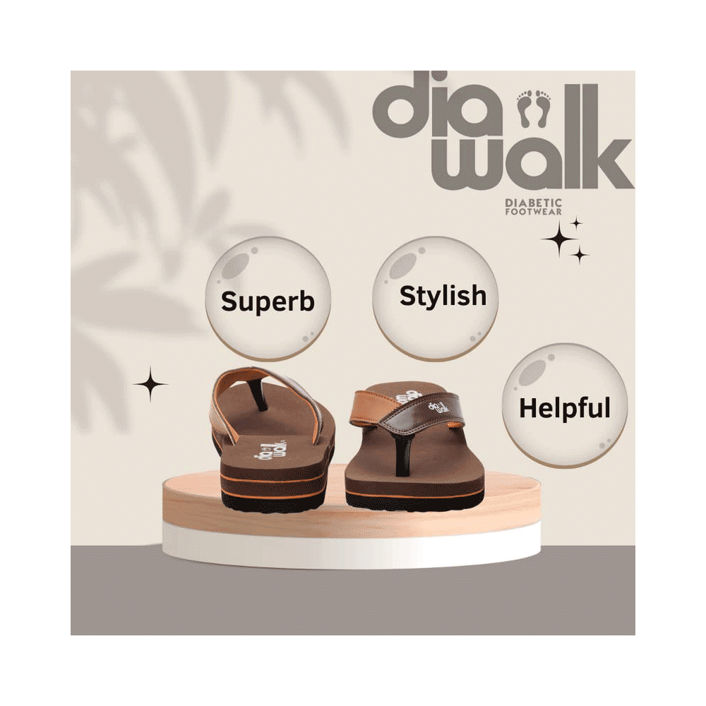 Diawalk DPM 001 Doctor Soft Orthopedic & Diabetic Flip-Flops Slippers For Men Brown 12 - Image 2