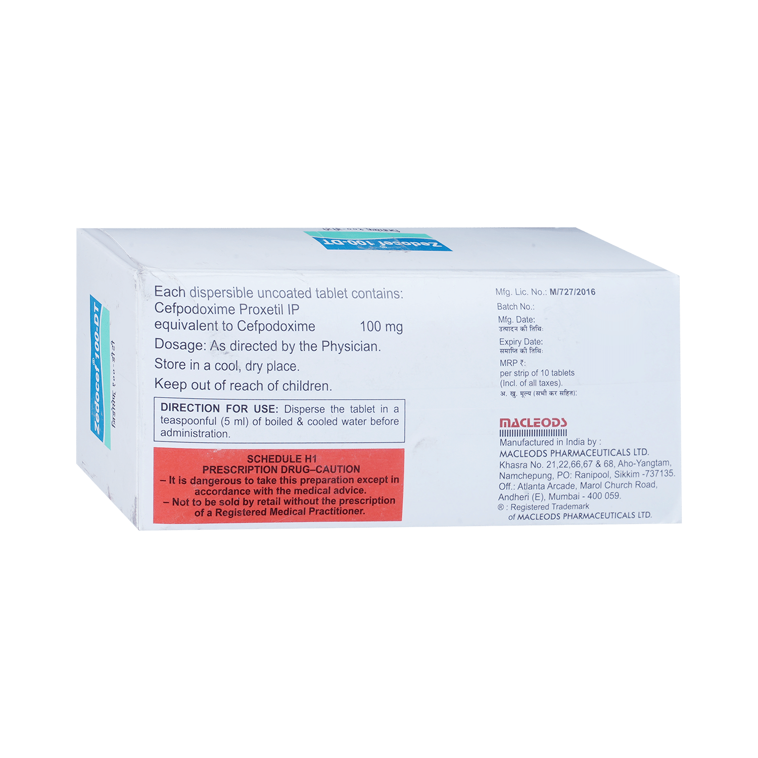 Zedocef 100mg Tablet DT - Image 3