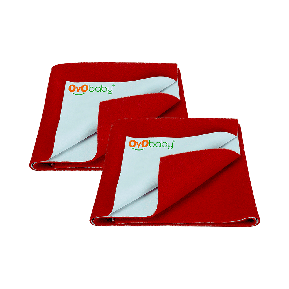 Oyo Baby Waterproof Bed Protector Dry Sheet Large Red - Image 1