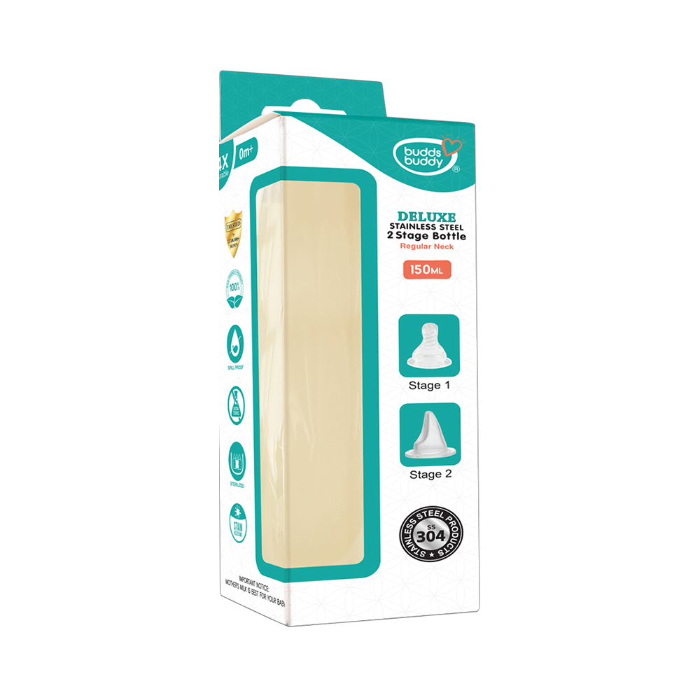 Buddsbuddy Stainless Steel 2 Stage 0m+ Feeding Bottle - Image 1