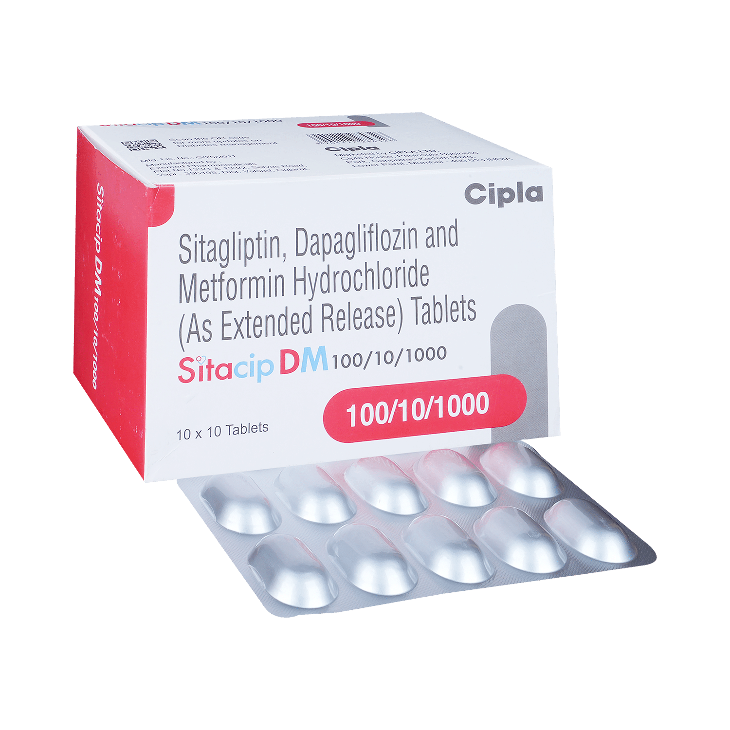 Sitacip DM 10mg/1000mg/100mg Tablet ER