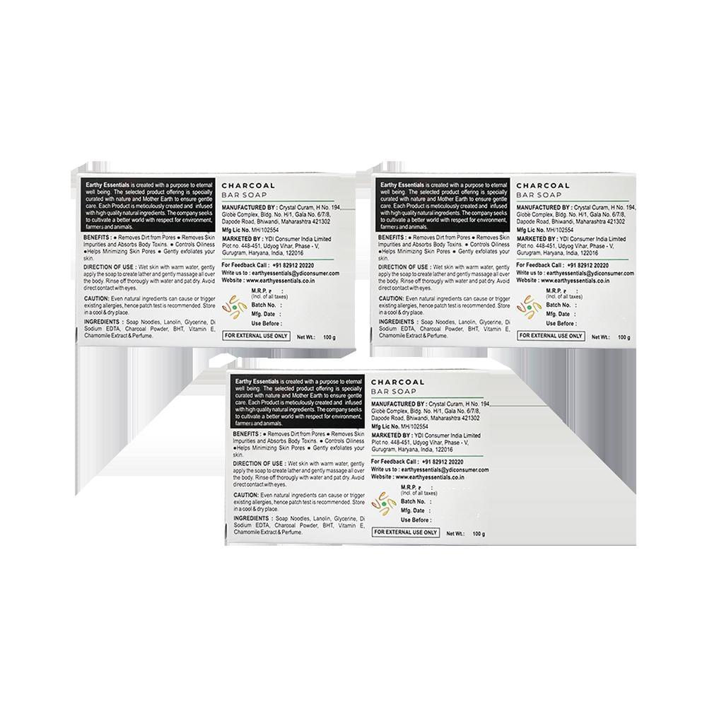 Earthy Essentials Charcoal Bar Soap (100gm Each) - Image 2