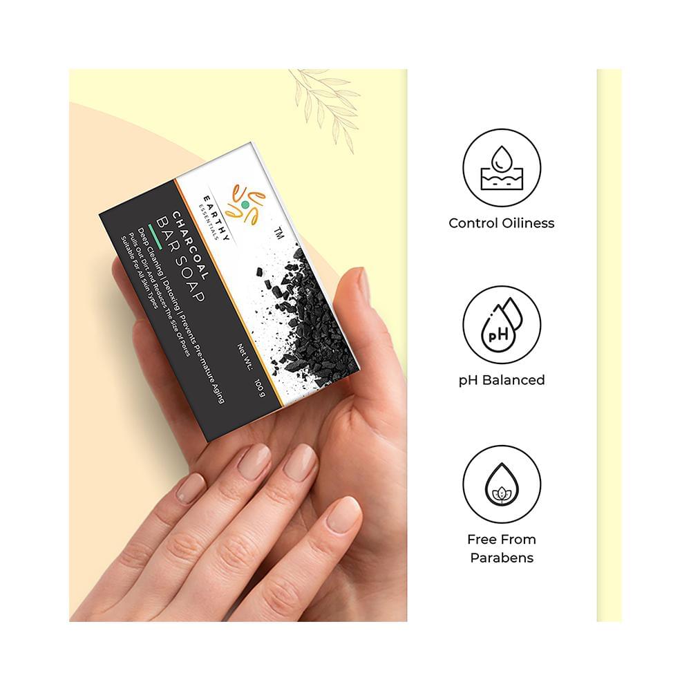 Earthy Essentials Charcoal Bar Soap (100gm Each) - Image 4