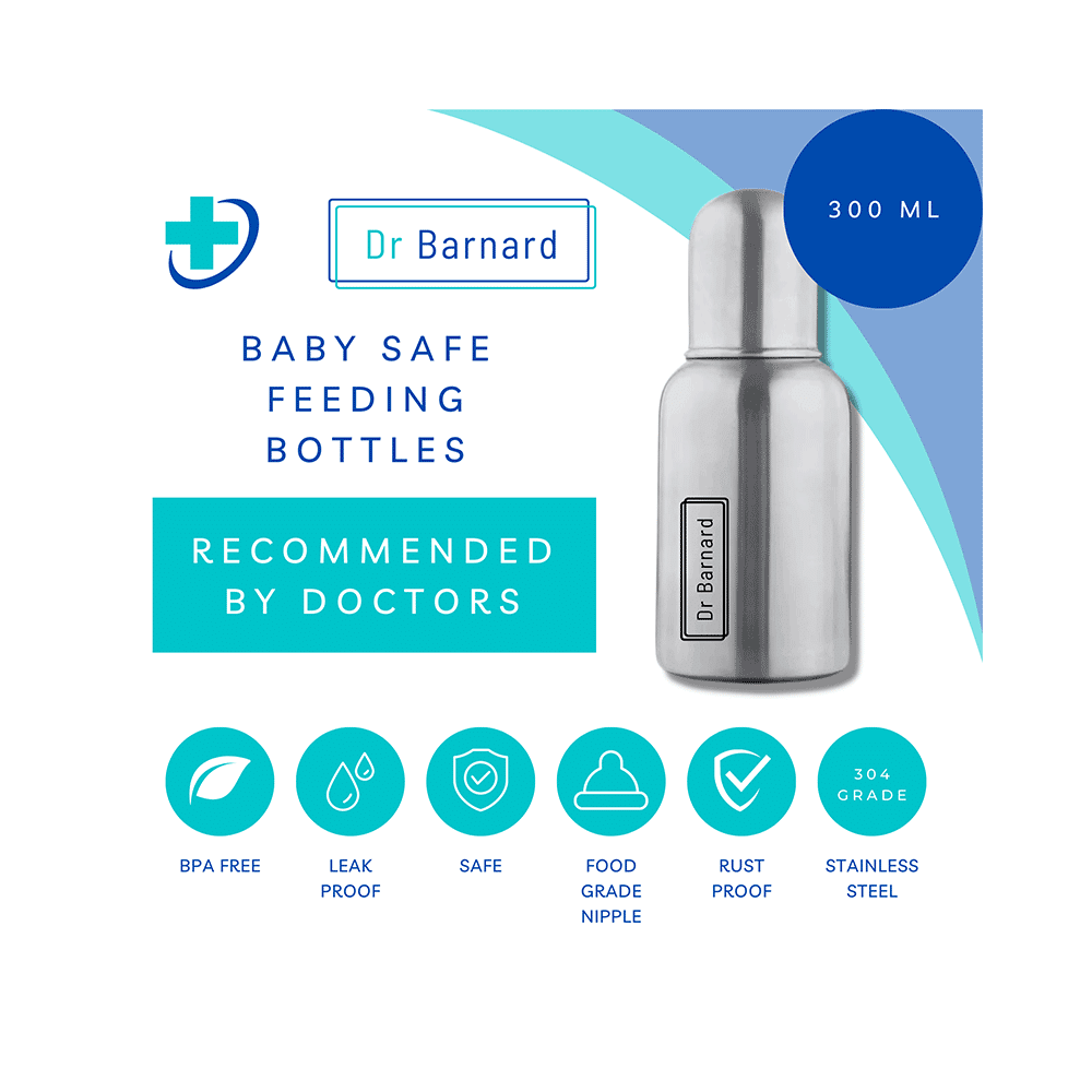 Dr Barnard Feeding Bottle for Baby | Zero Plastic | Made of SS304 Steel - Rust Free Stainless Steel | BPA Free | Anti Colic - Image 4