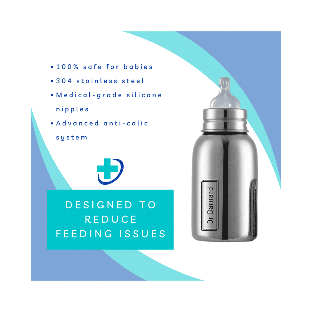 Dr Barnard Feeding Bottle for Baby | Zero Plastic | Made of SS304 Steel - Rust Free Stainless Steel | BPA Free | Anti Colic - Image 5