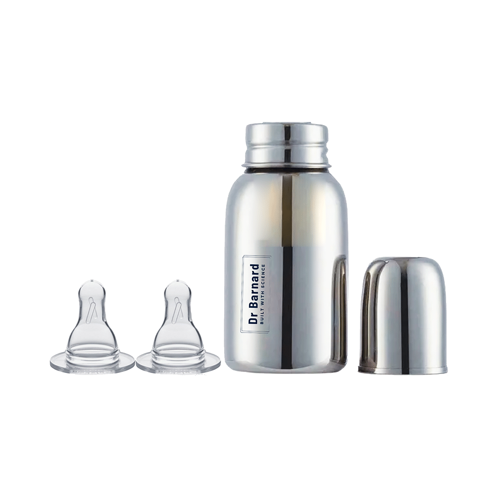 Dr Barnard Feeding Bottle for Baby | Zero Plastic | Made of SS304 Steel - Rust Free Stainless Steel | BPA Free | Anti Colic