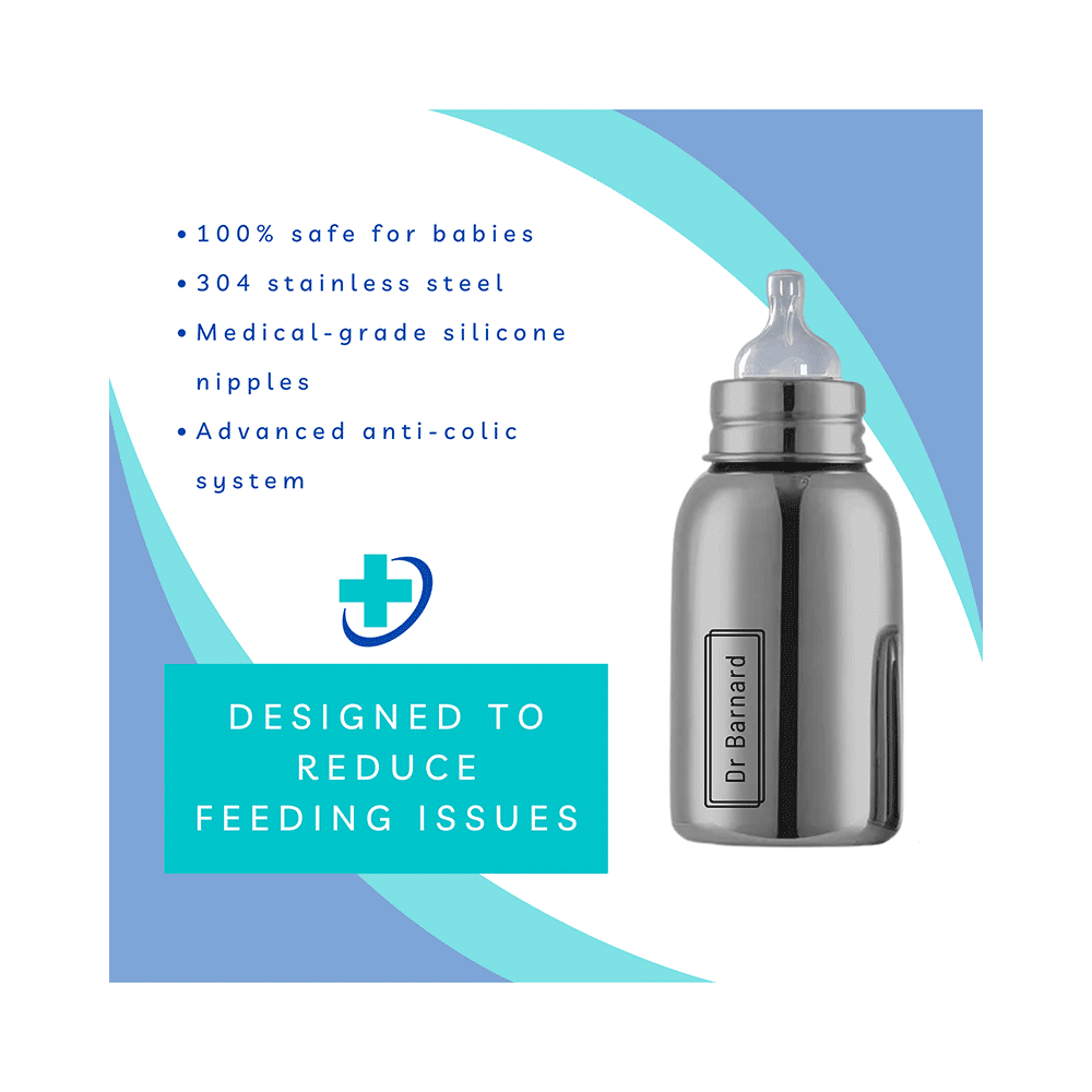 Dr Barnard Feeding Bottle for Baby | Zero Plastic | Made of SS304 Steel - Rust Free Stainless Steel | BPA Free | Anti Colic - Image 6