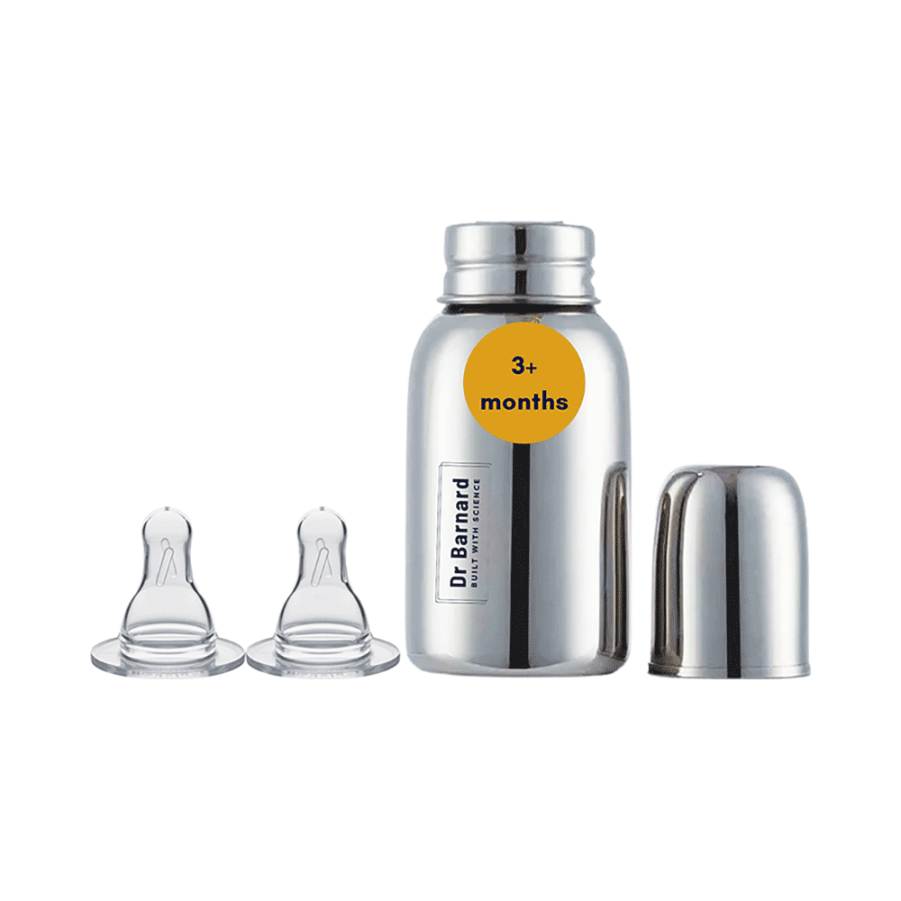 Dr Barnard Feeding Bottle for Baby | Zero Plastic | Made of SS304 Steel - Rust Free Stainless Steel | BPA Free | Anti Colic - Image 2