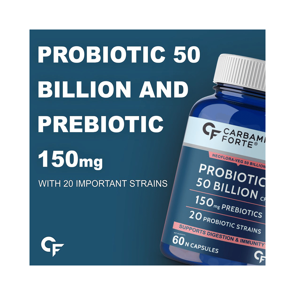 Carbamide Forte Probiotics 50 Billion CFU with 20 Prebiotics Strains | Capsule for Digestion, Gut Health & Immunity - Image 4