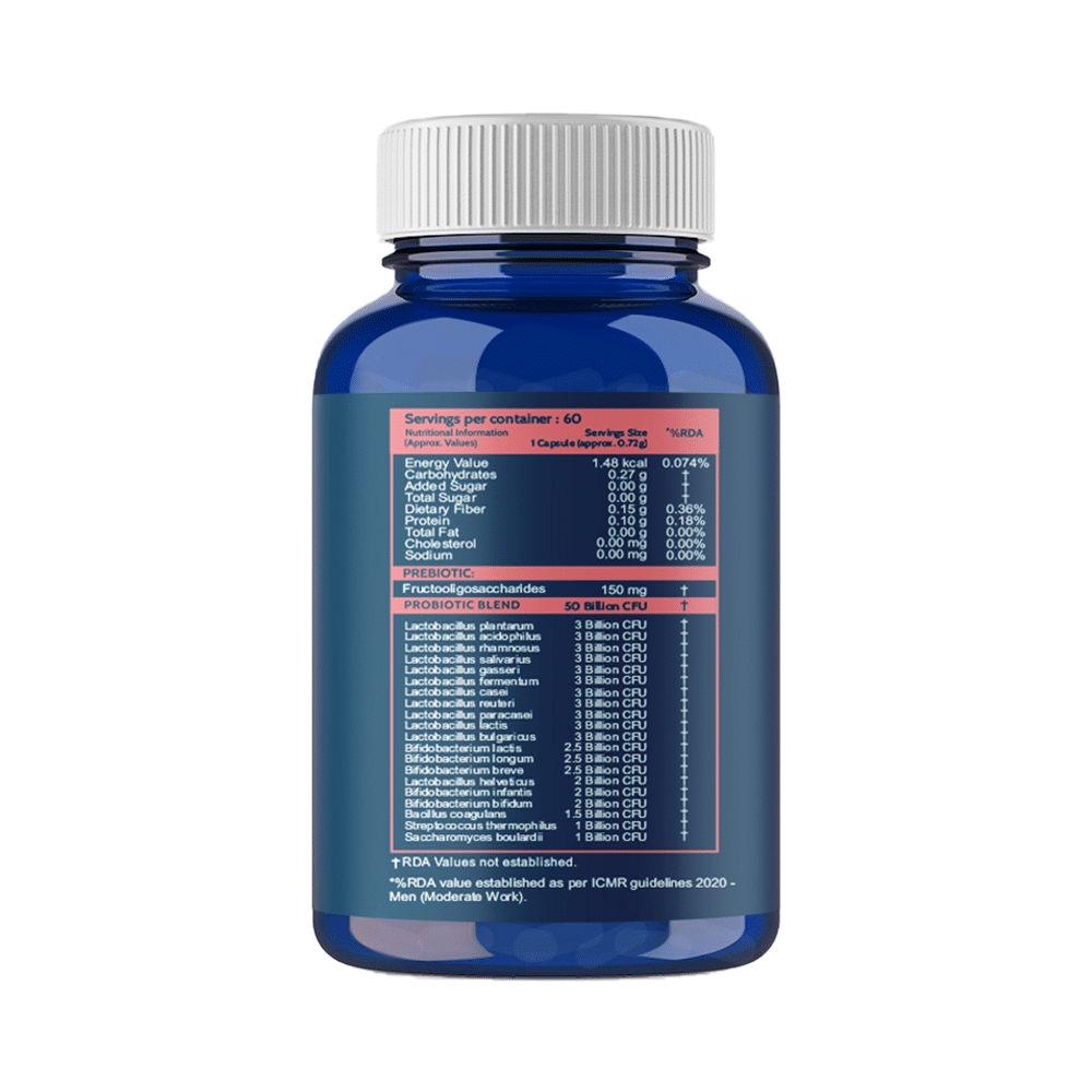 Carbamide Forte Probiotics 50 Billion CFU with 20 Prebiotics Strains | Capsule for Digestion, Gut Health & Immunity - Image 2