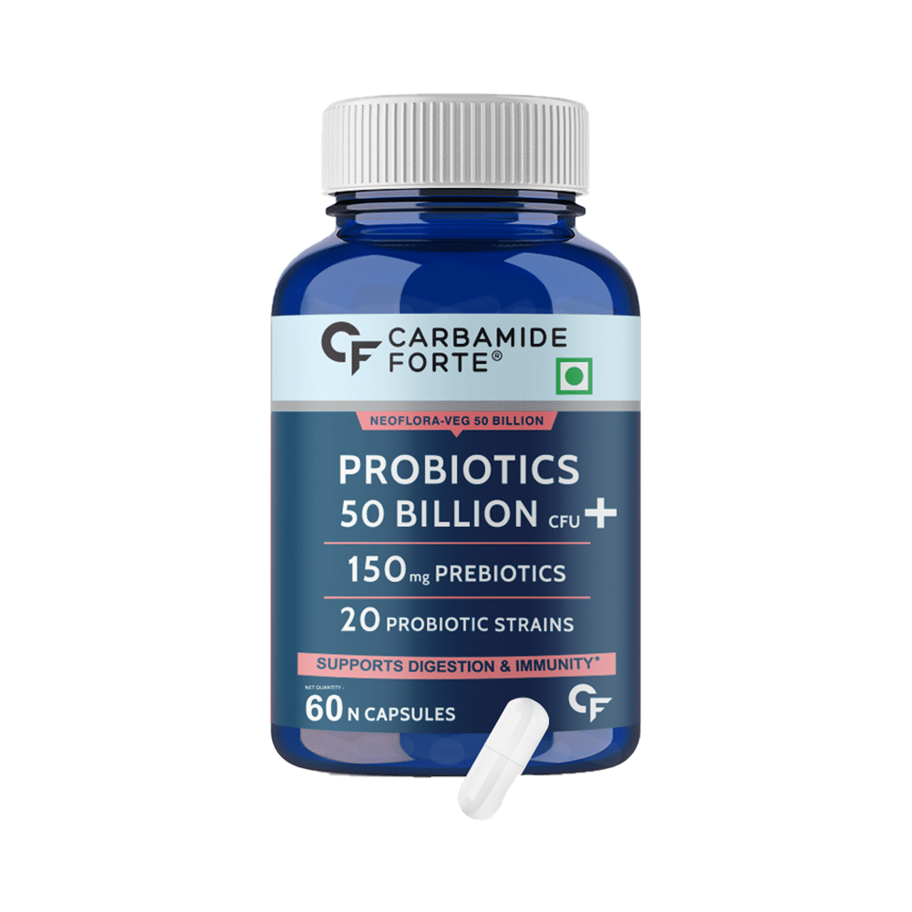Carbamide Forte Probiotics 50 Billion CFU with 20 Prebiotics Strains | Capsule for Digestion, Gut Health & Immunity - Image 1