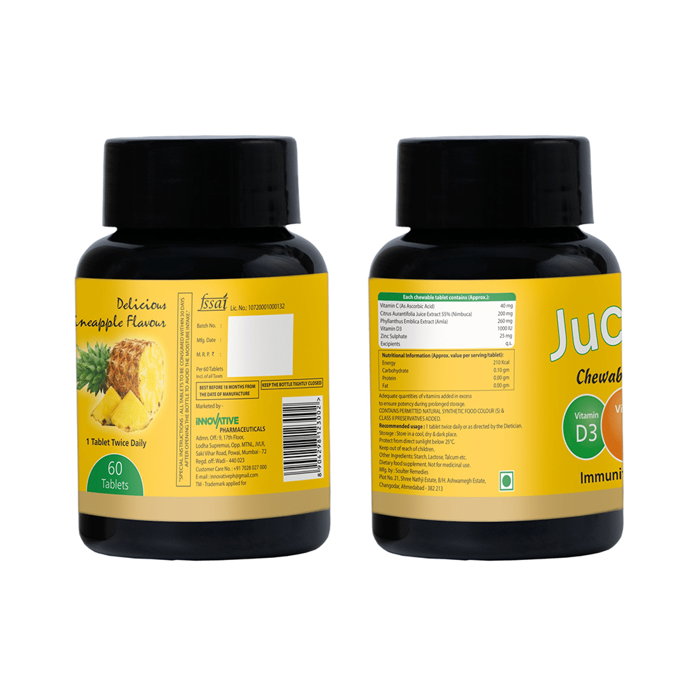 Jucee 500mg Chewable Tablet (60 Each) Delicious Pineapple - Image 2