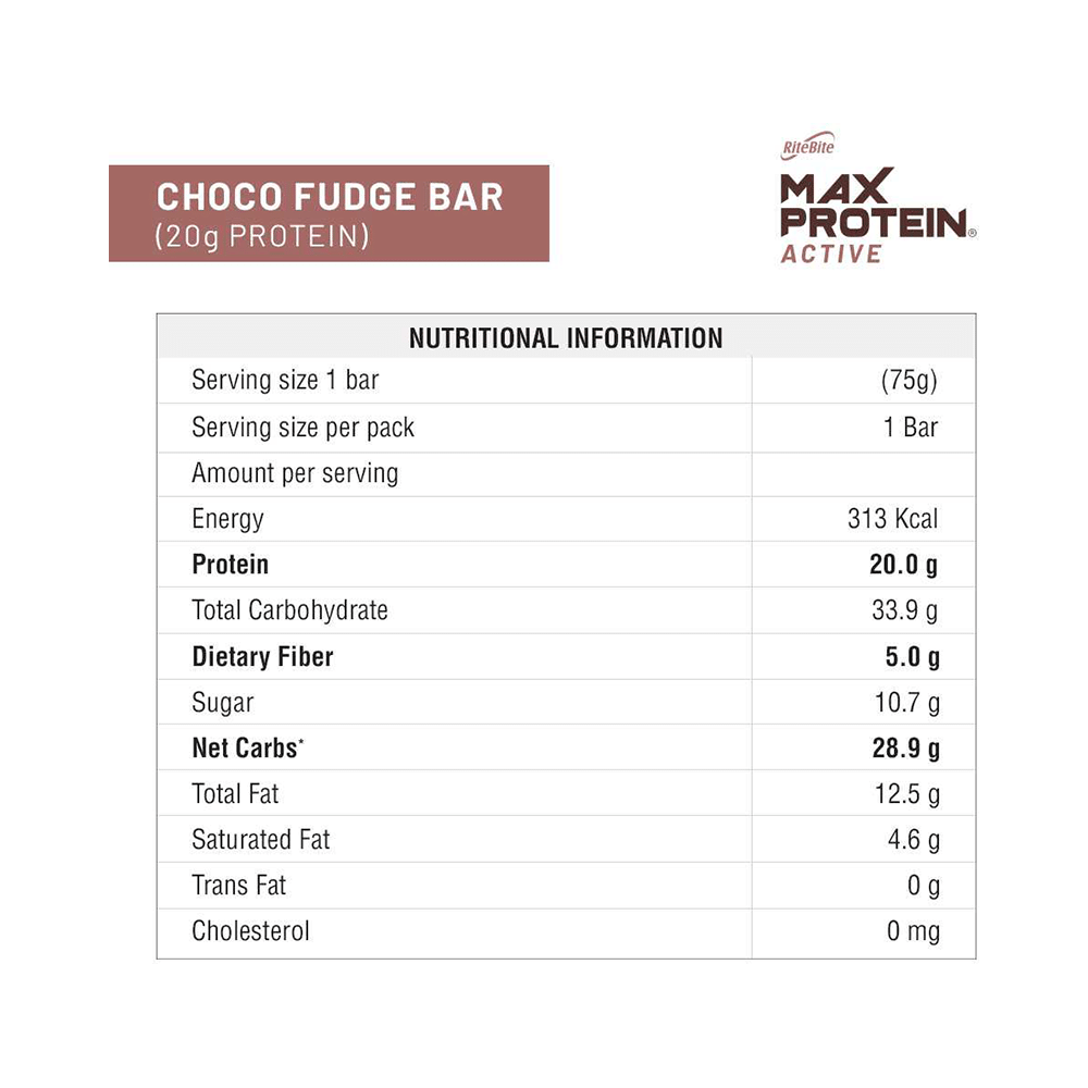RiteBite Max Protein Active 20g Protein Bar Choco Fudge - Image 4
