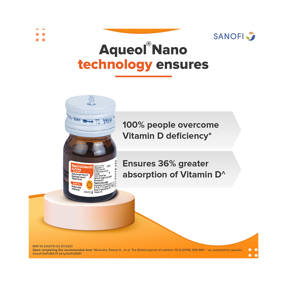 Combo Pack of Depura 60000 IU Vitamin D3 Oral Solution Sugar Free (5ml) & Depura Kids Nano Drop (15ml) - Image 8