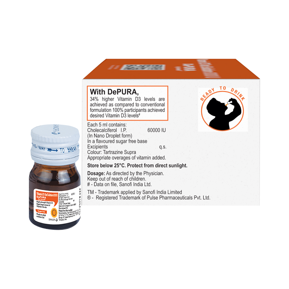 Combo Pack of Depura 60000 IU Vitamin D3 Oral Solution Sugar Free (5ml) & Depura Kids Nano Drop (15ml) - Image 6