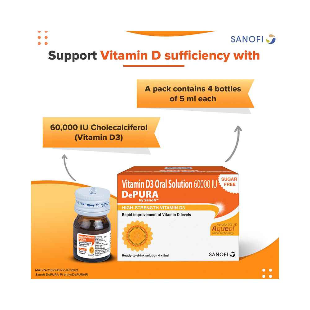 Combo Pack of Depura 60000 IU Vitamin D3 Oral Solution Sugar Free (5ml) & Depura Kids Nano Drop (15ml) - Image 9