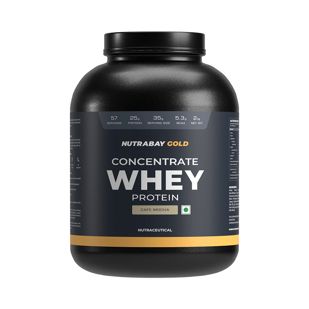Nutrabay Gold Concentrate Whey Protein for Muscle Recovery | No Added Sugar Powder Cafe Mocha - Image 1