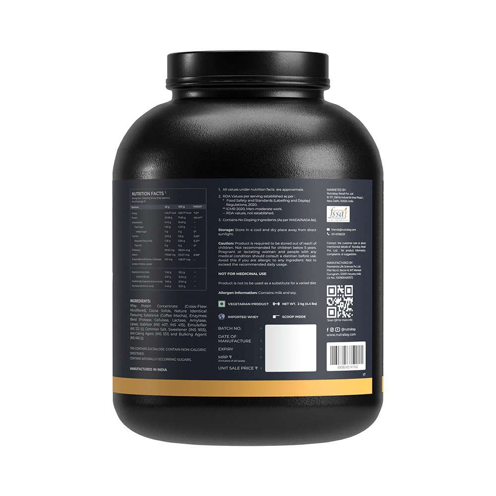 Nutrabay Gold Concentrate Whey Protein for Muscle Recovery | No Added Sugar Powder Cafe Mocha - Image 3