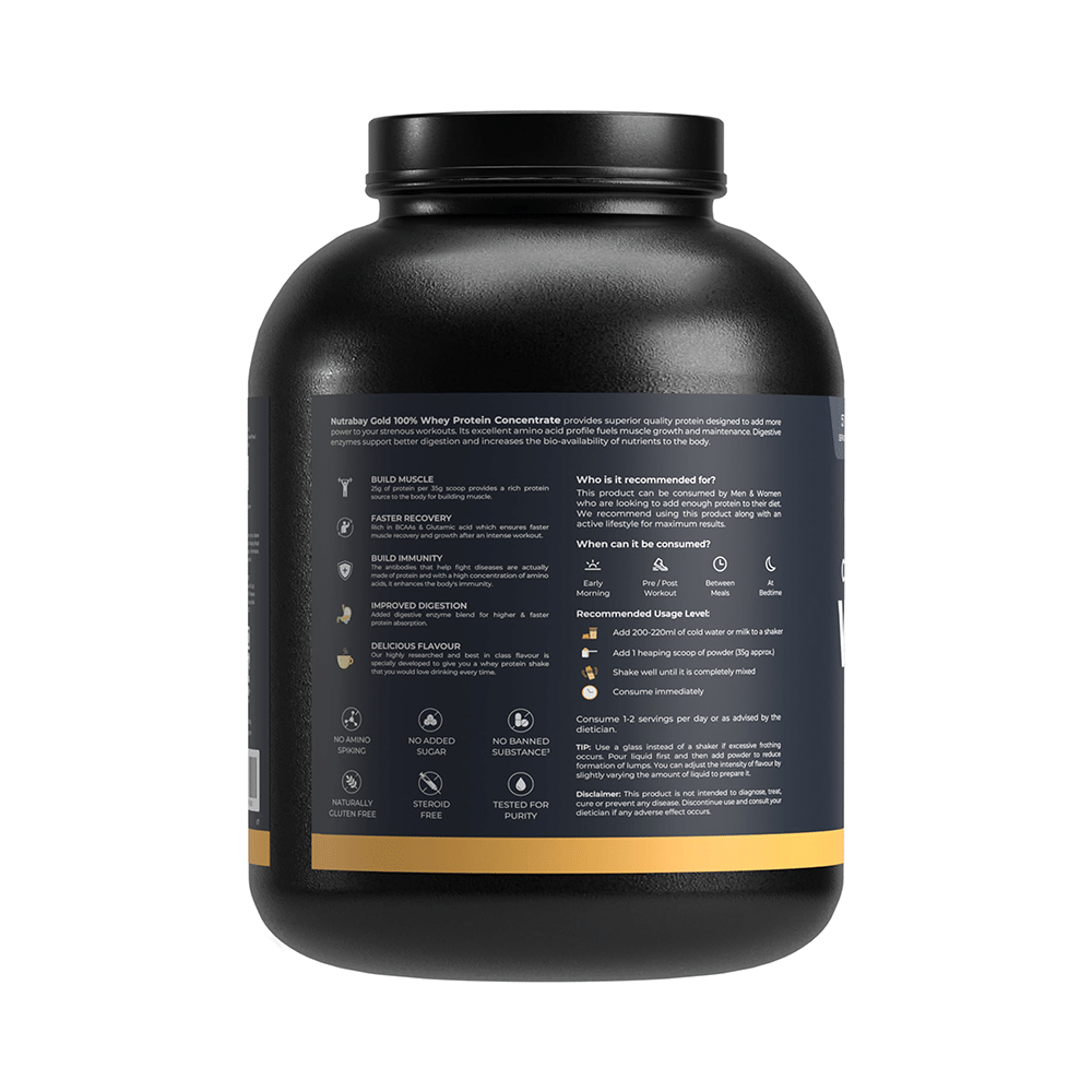 Nutrabay Gold Concentrate Whey Protein for Muscle Recovery | No Added Sugar Powder Cafe Mocha - Image 2