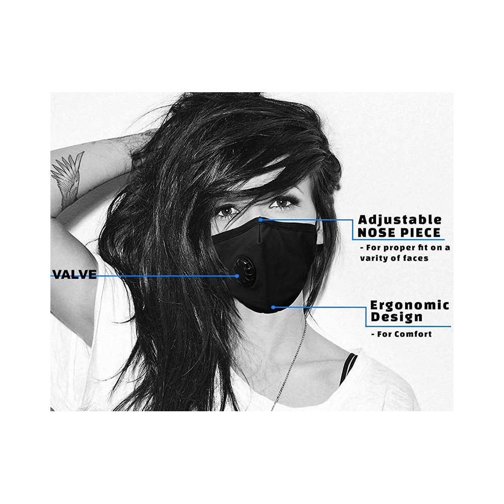 Grin Health N99 Anti-Pollution Face Mask, Particulate Respirator with Easy Exhalation Valve XL Black - Image 5
