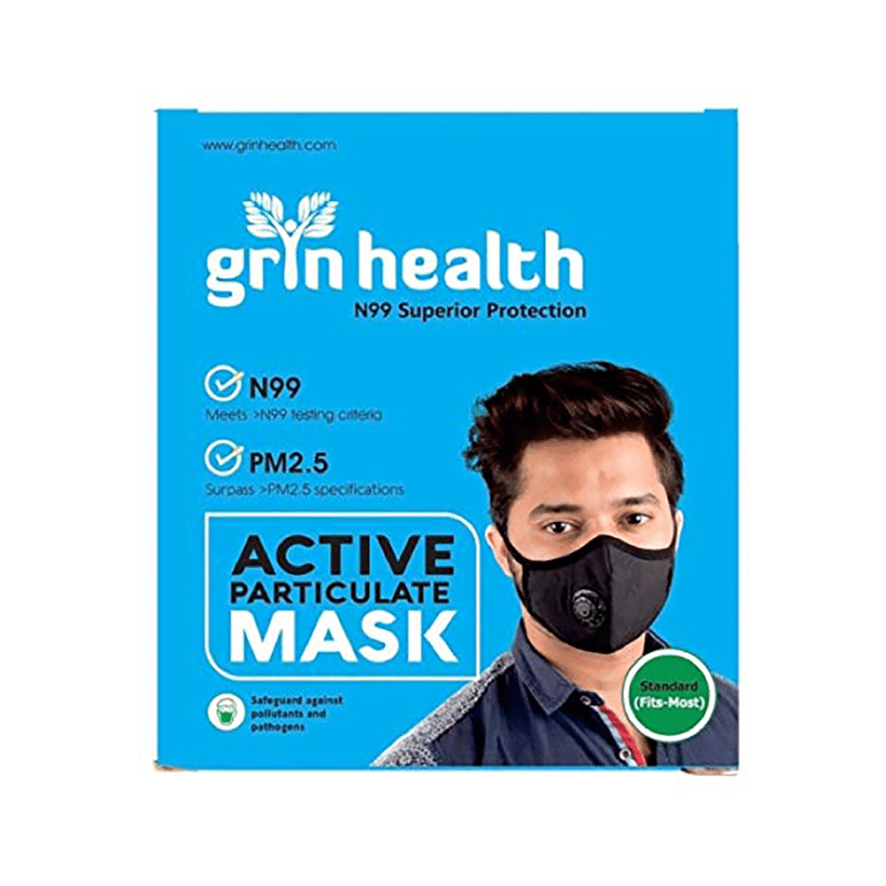Grin Health N99 Anti-Pollution Face Mask, Particulate Respirator with Easy Exhalation Valve XL Black - Image 2