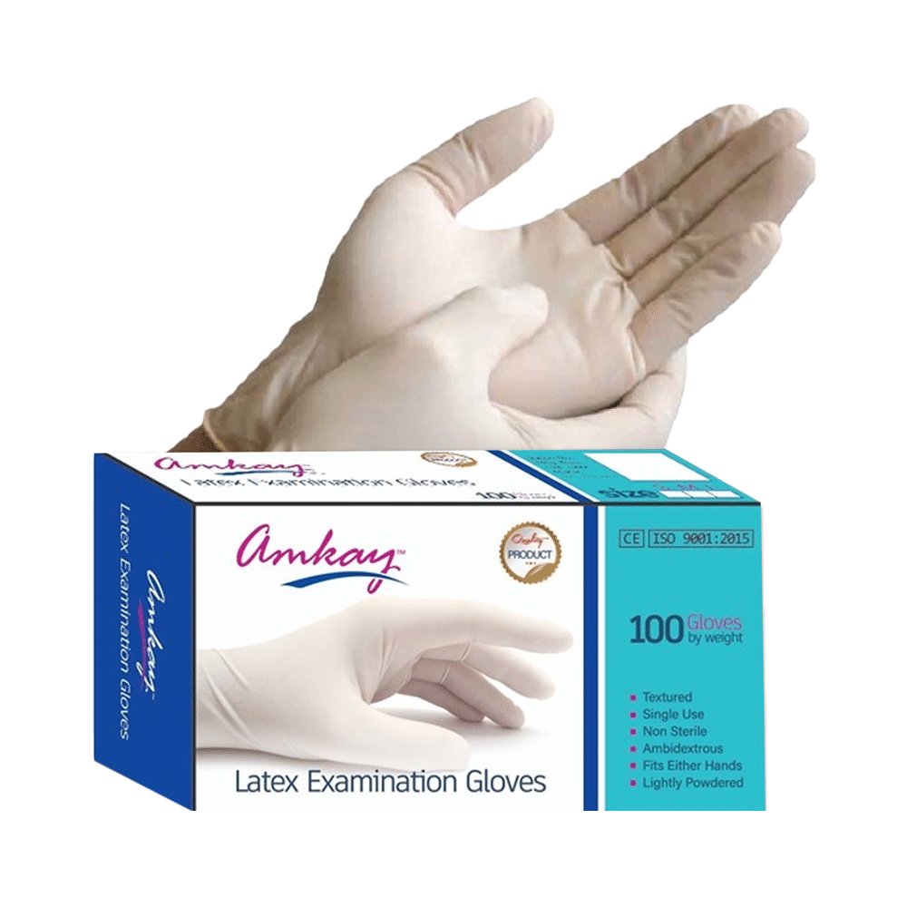 Amkay Disposable Latex Examination Gloves  Sterile Rubber Gloves Small