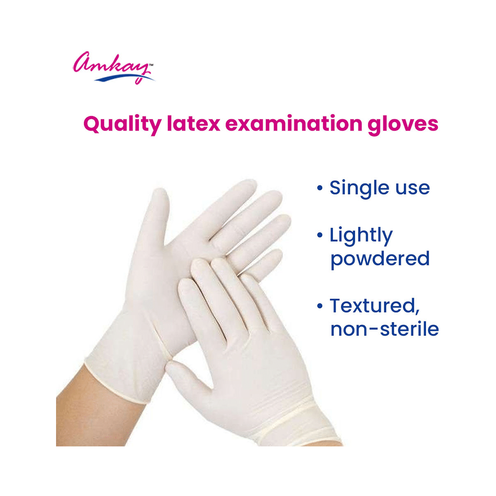 Amkay Disposable Latex Examination Gloves  Sterile Rubber Gloves Small - Image 3