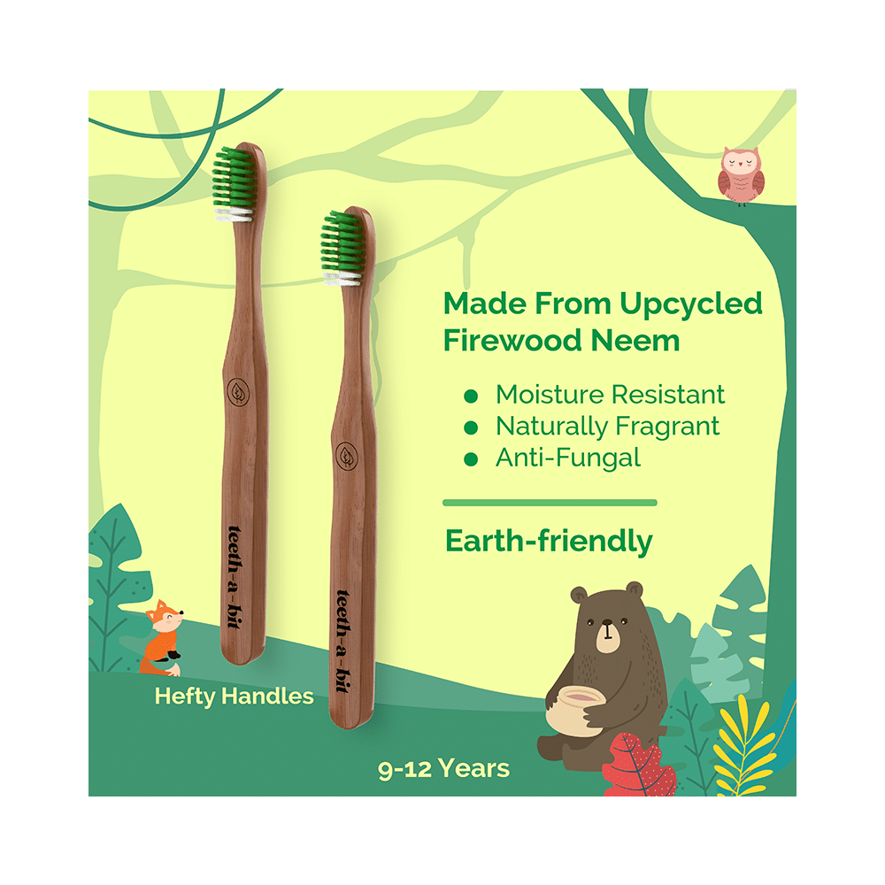 Teeth-A-Bit The Pledge Neem Toothbrush (9-12 Yrs) Hefty Forest Green - Image 5