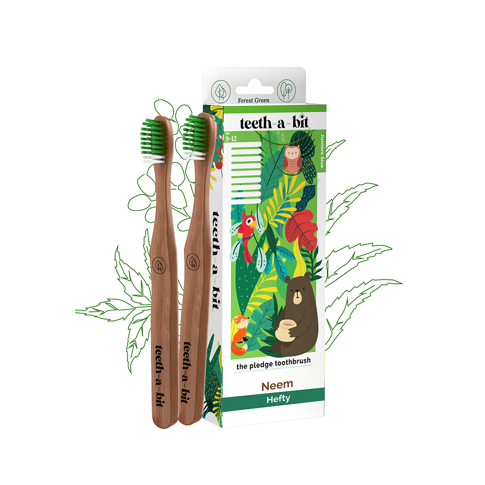 Teeth-A-Bit The Pledge Neem Toothbrush (9-12 Yrs) Hefty Forest Green