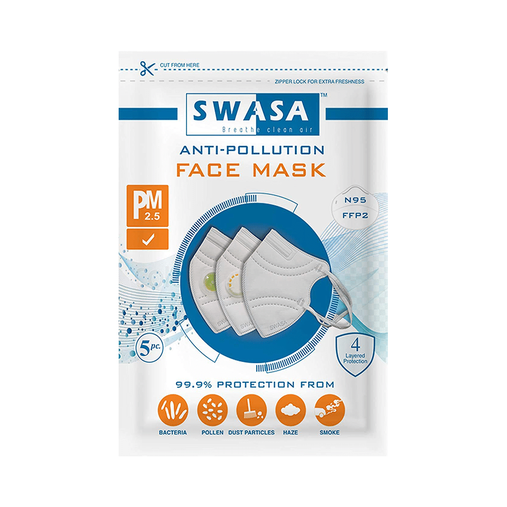 Swasa PM 2.5 N95 FFP2 Anti-Pollution Face Mask White - Image 3