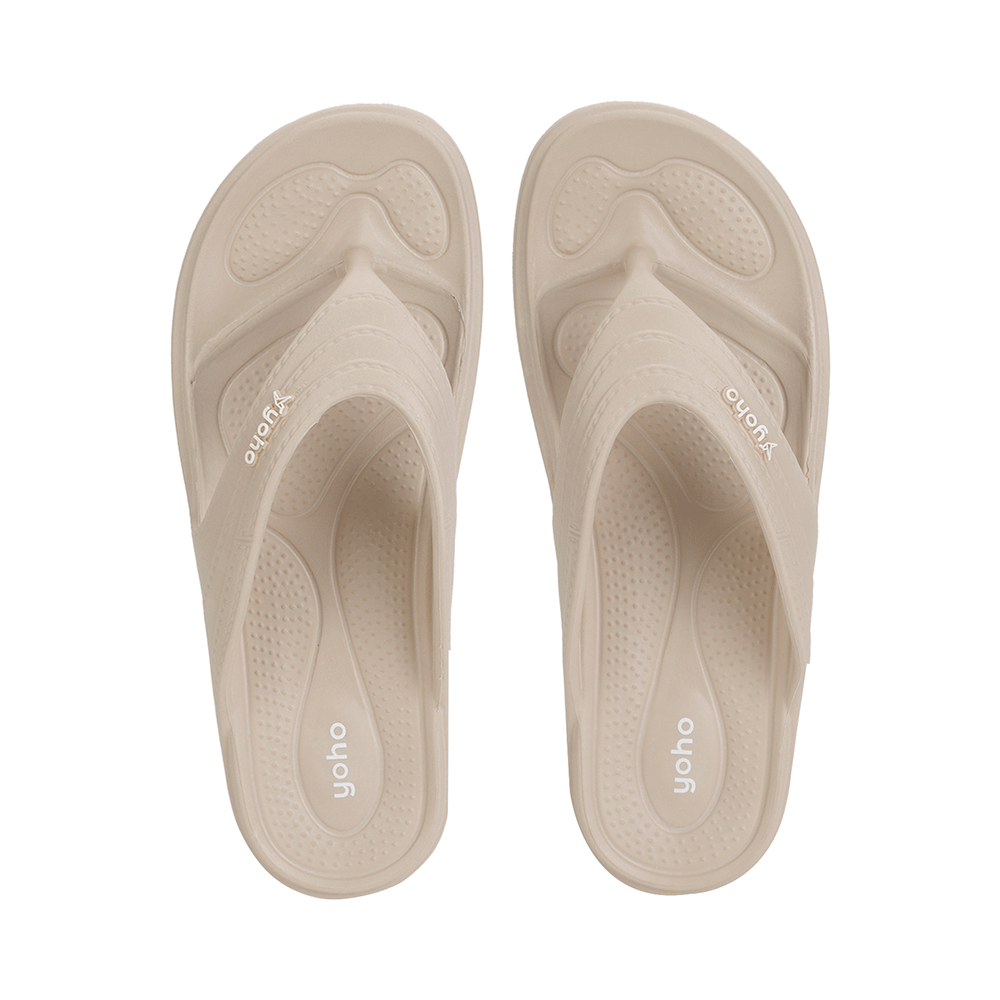 Yoho Lifestyle Acupressure Flip Flops for Women Beige 9