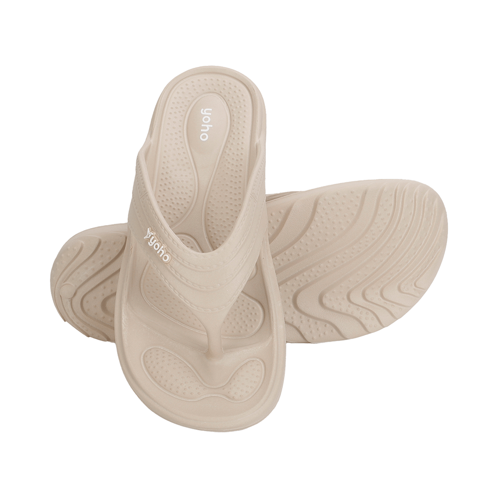 Yoho Lifestyle Acupressure Flip Flops for Women Beige 9 - Image 5