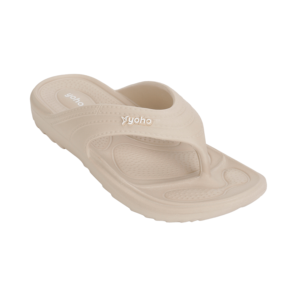 Yoho Lifestyle Acupressure Flip Flops for Women Beige 9 - Image 3