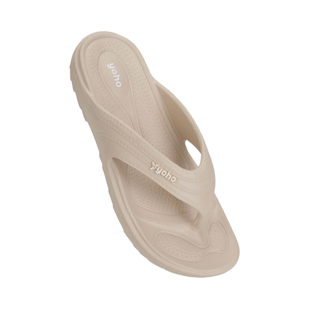Yoho Lifestyle Acupressure Flip Flops for Women Beige 9 - Image 4