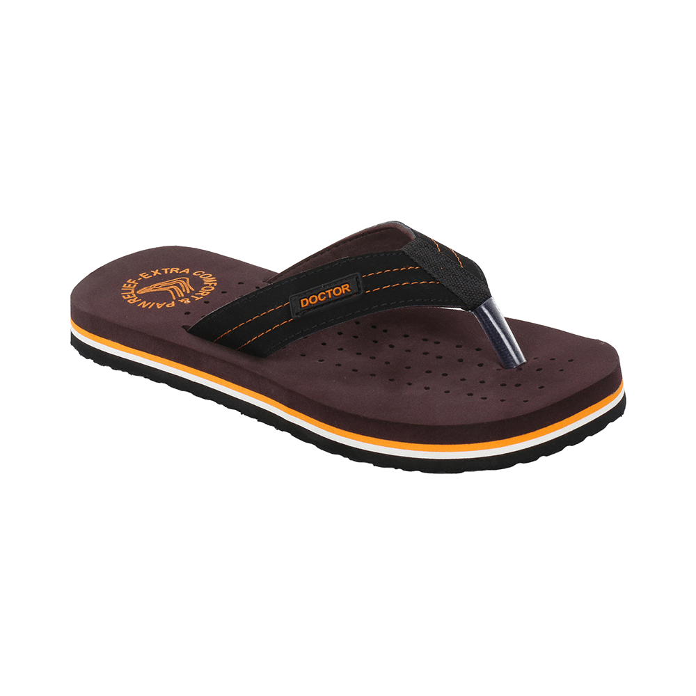 Doctor Extra Soft D28 Orthopaedic and Diabetic Super Fit Comfort Doctor Slipper, Flip-Flop, Cushion, Slides and House Slipper for Men Brown/Orange 11 - Image 9