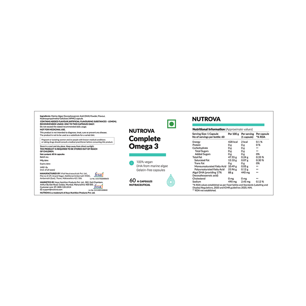 Nutrova Complete Omega 3 | With DHA from Marine Algae for Joints Health | Capsule - Image 5