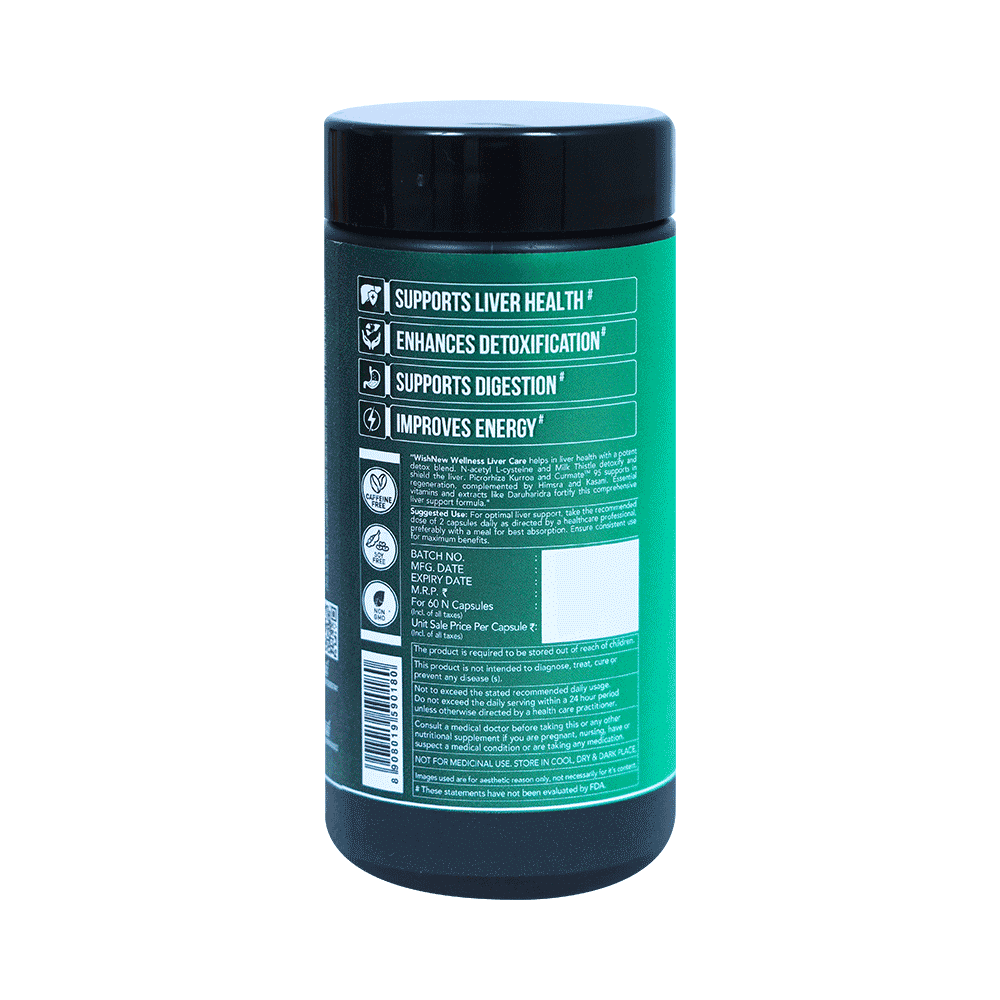 Wishnew Wellness Liver Care Detoxifying Liver Support with NAC, Milk Thistle & Curmate95 Pellets in Capsule - Image 3