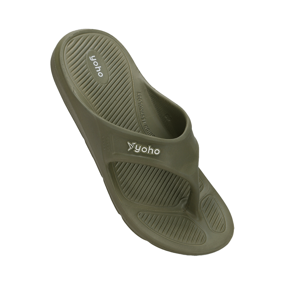 Yoho Lifestyle Acupressure Flip Flops for Men Olive Green  9 - Image 4