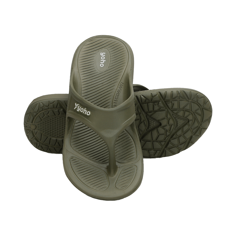 Yoho Lifestyle Acupressure Flip Flops for Men Olive Green  9 - Image 5