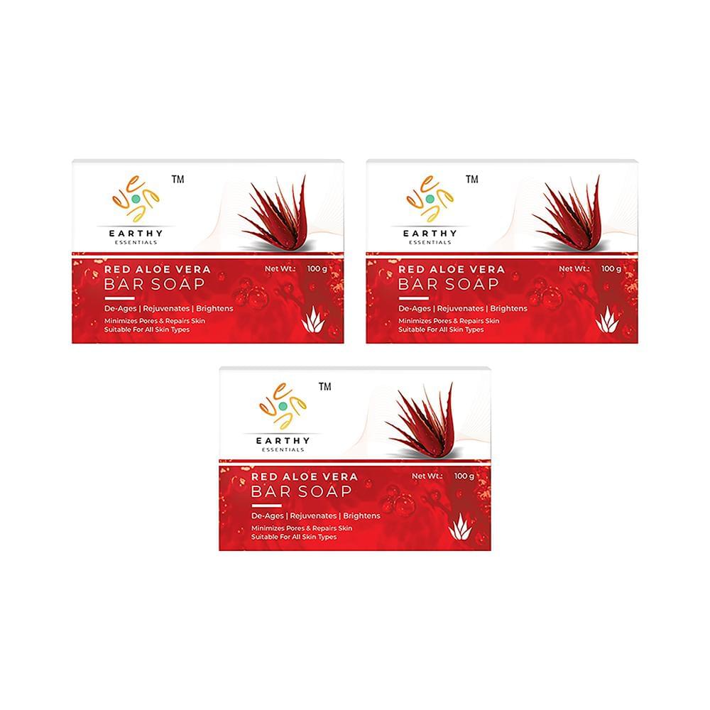 Earthy Essentials Red Aloe Vera Bar Soap (100gm Each) - Image 1