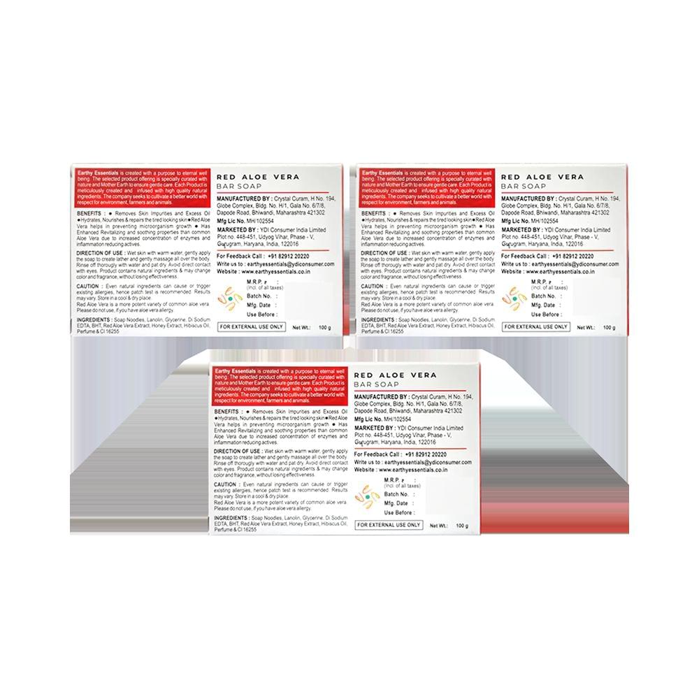 Earthy Essentials Red Aloe Vera Bar Soap (100gm Each) - Image 2