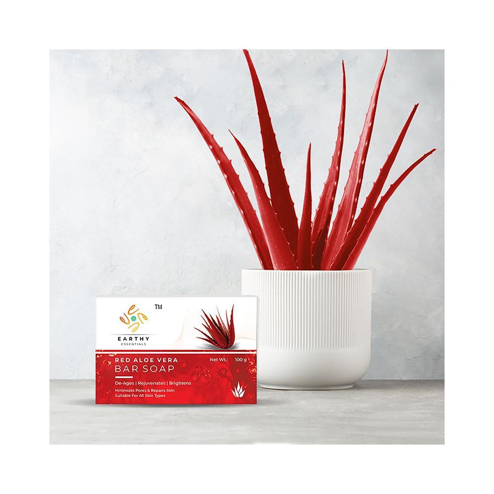Earthy Essentials Red Aloe Vera Bar Soap (100gm Each) - Image 3