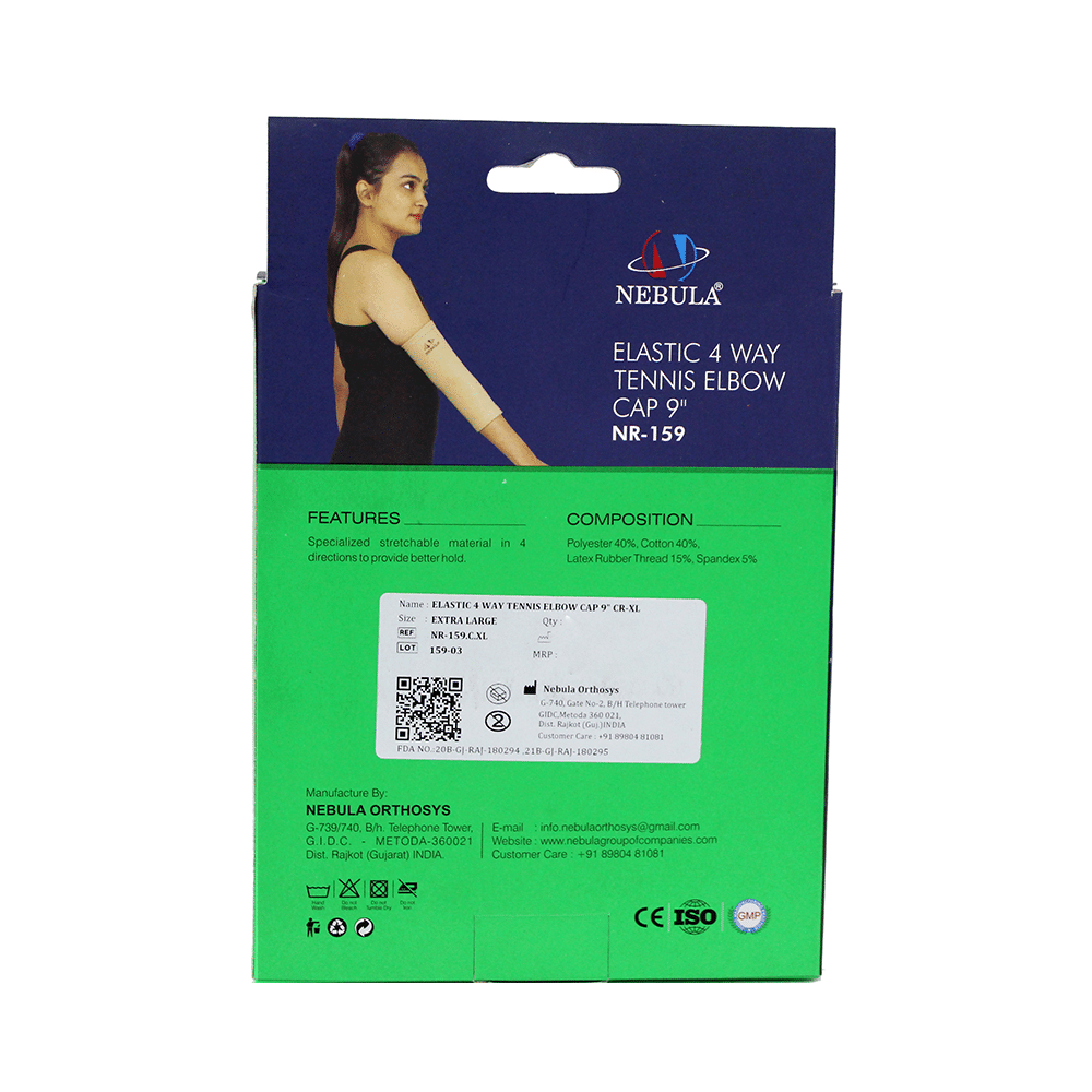 Nebula NR 159 Elastic 4 Way Tennis Elbow Cap 9 inch Extra Large Cream - Image 3