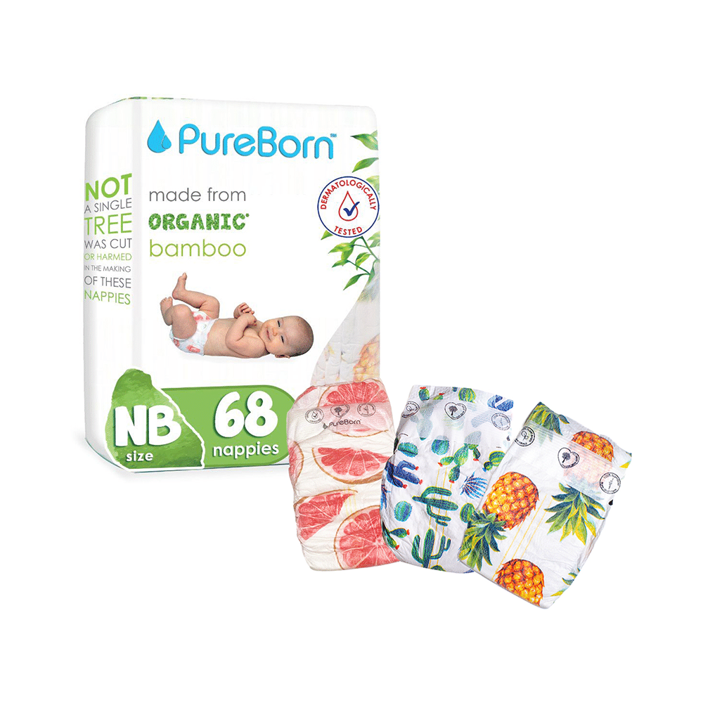 PureBorn Printed Nappies NB